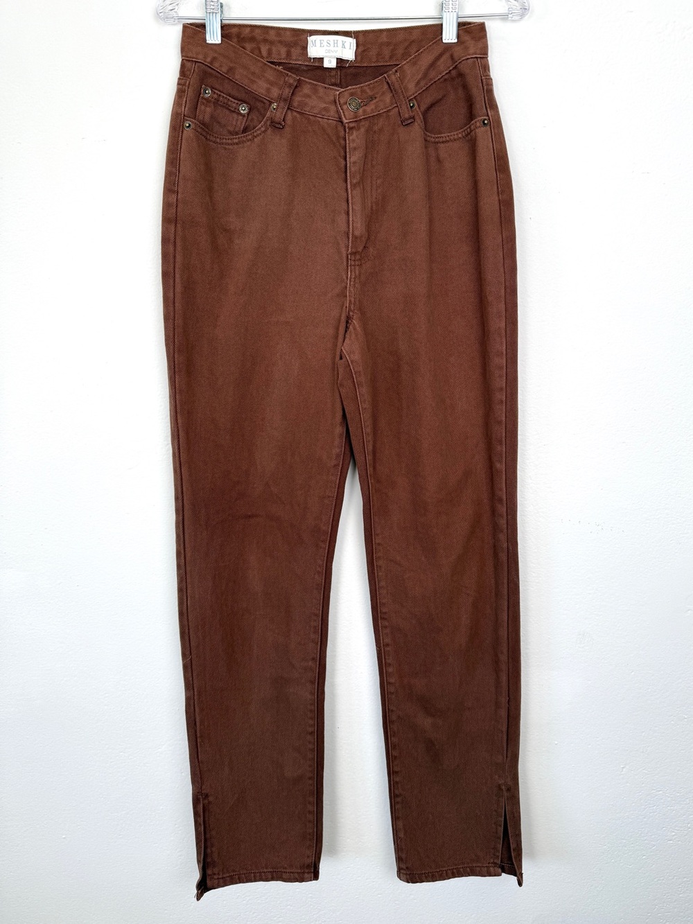 Meshki Size 9 Brown High Rise Straight Leg Denim Jeans